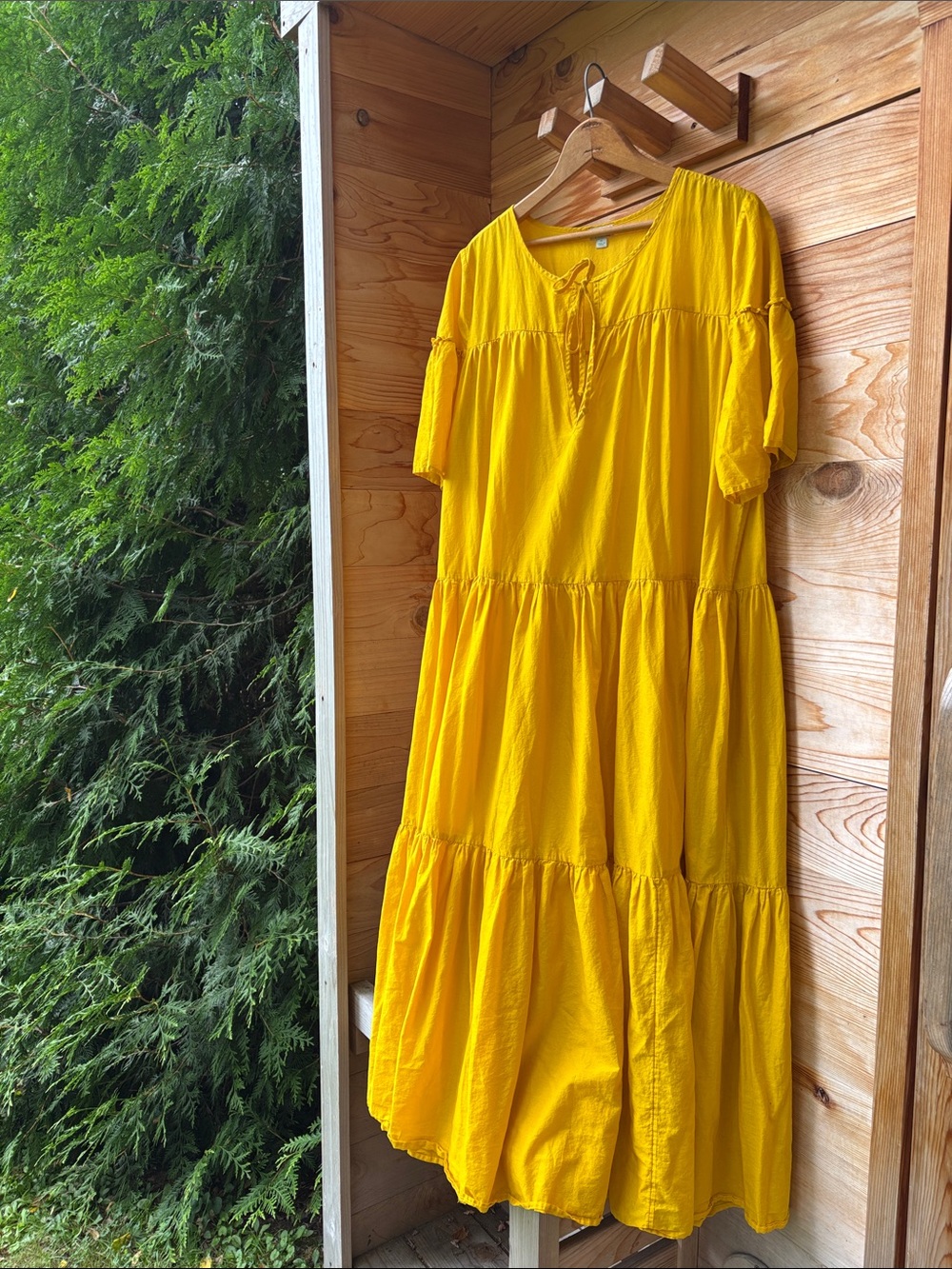 J.Crew Tiered Cotton Voile Beach Dress XL Warm Sunflower Yellow Maxi - Picture 2 of 8